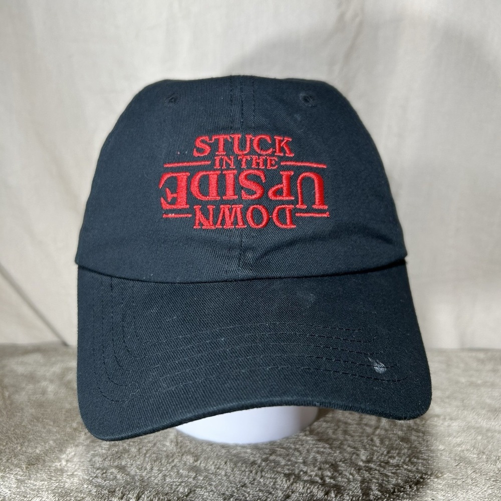 Stranger Things Stuck In The Upside Down Hat Black Red Adjustable Netflix Cap